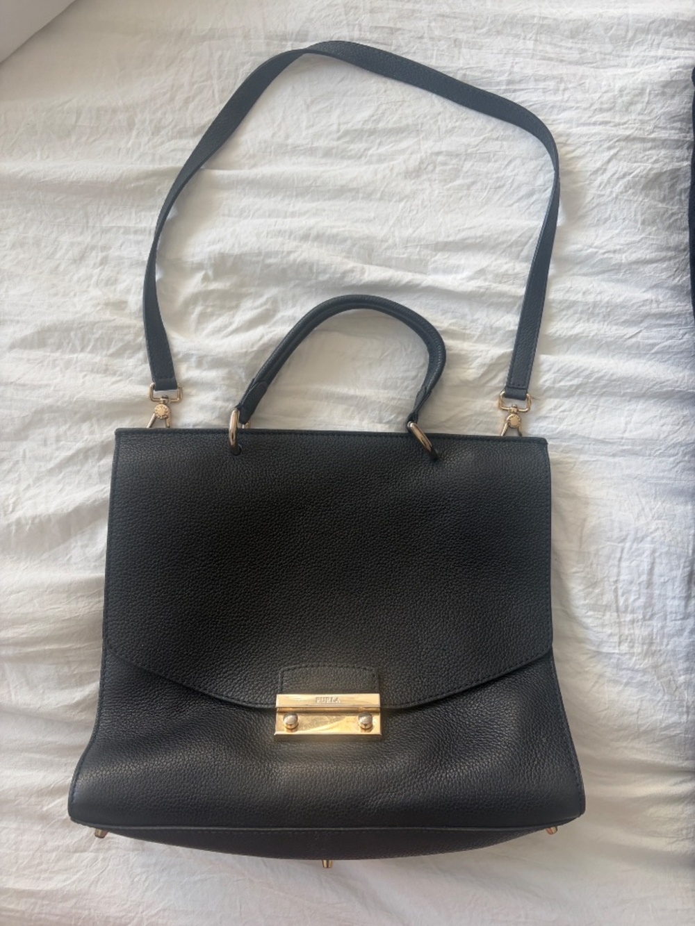 Furla Julia Medium Black Leather Shoulder Bag - Picture 7 of 15